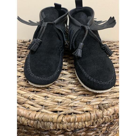 rag & bone “Ghita” Suede/Leather Fringe Moccasin Bootie SZ 8/8.5 US Black - Picture 6 of 9